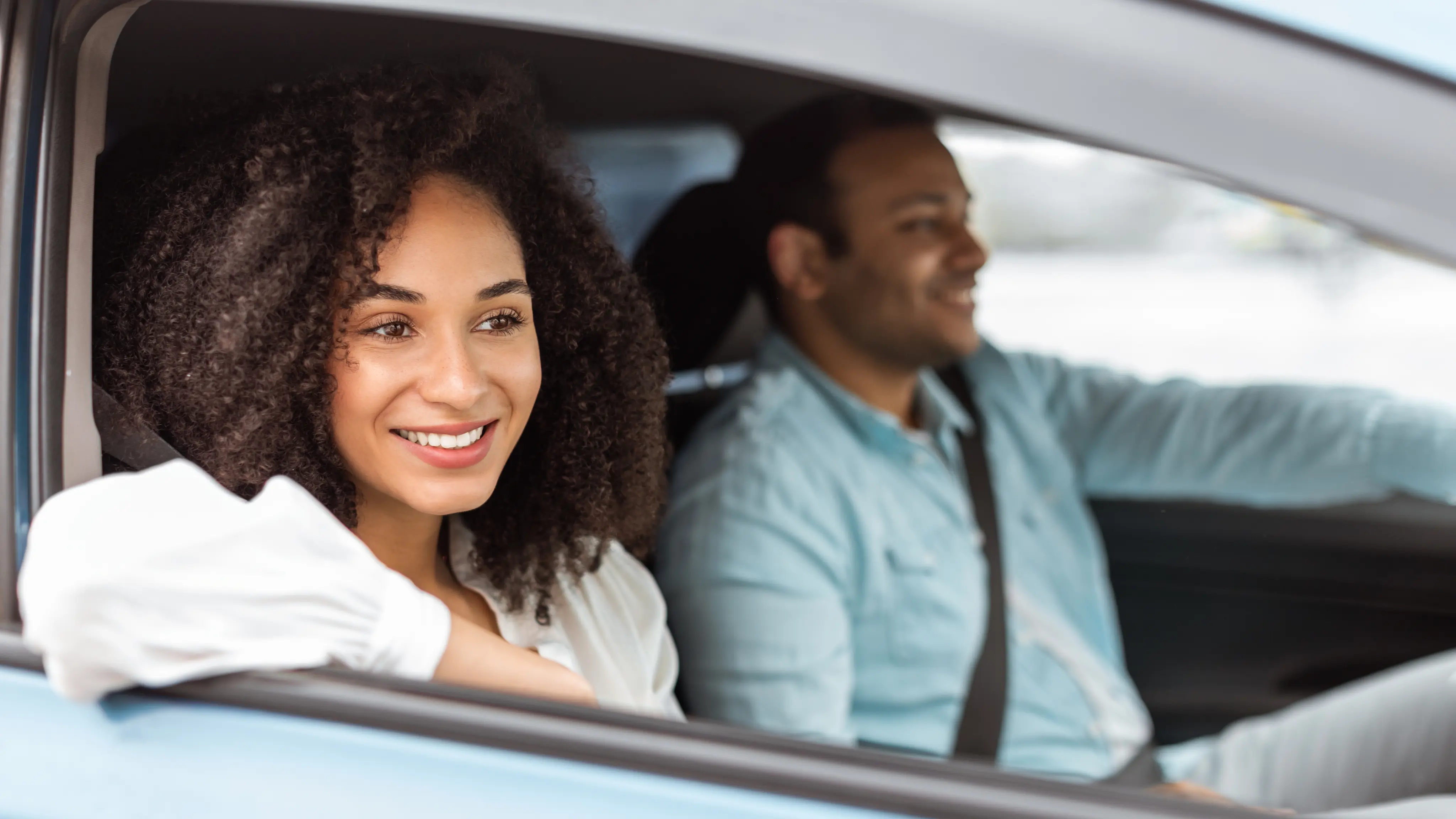 Couple reviewing financing